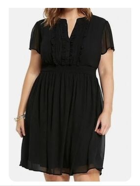 torrid Black Chiffon Ruffle-Front Dress Sz.5 NWT